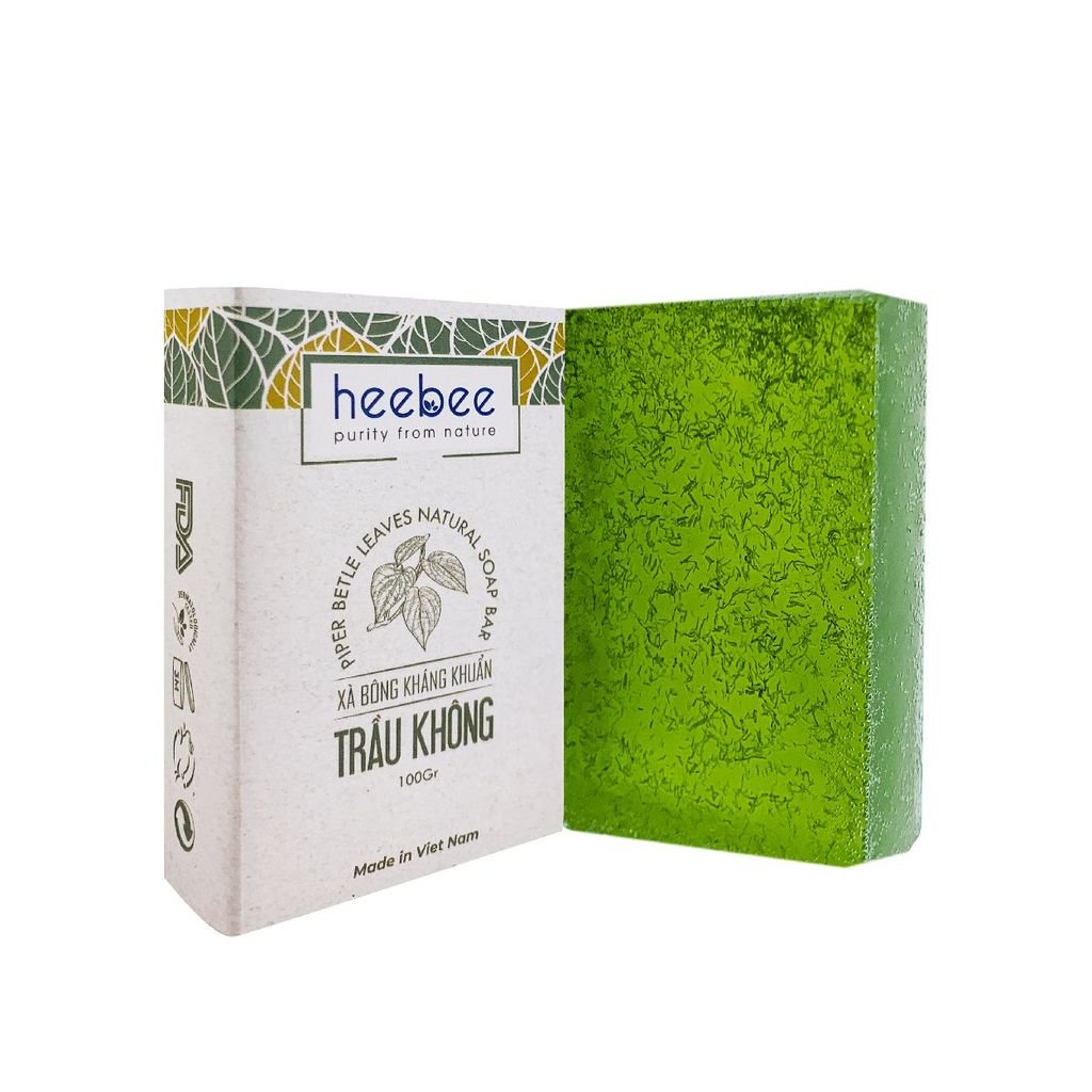 Xà Bông Tắm Trầu Không Kháng Khuẩn, Ngừa Mụn Heebee Piper Betle Leaf Natural Soap Bar