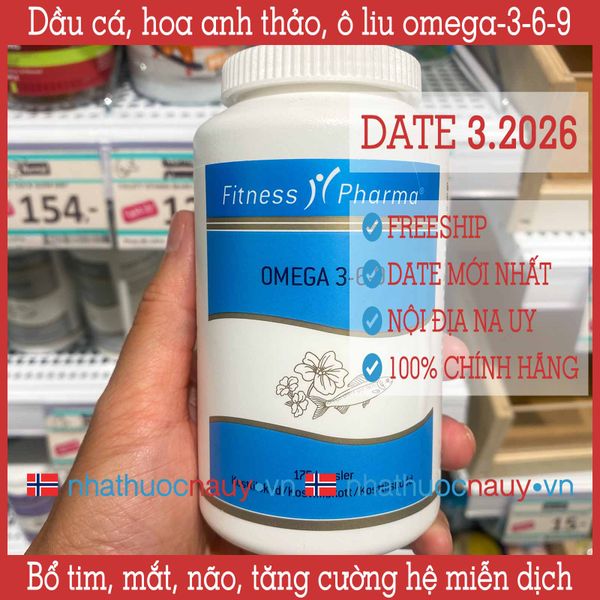 [Chính hãng] Dầu cá, hoa anh thảo Omega 3-6-9 |Fitness Pharma Đan Mạch