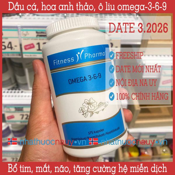 [Chính hãng] Dầu cá, hoa anh thảo Omega 3-6-9 |Fitness Pharma Đan Mạch