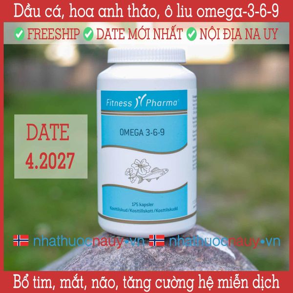 Dầu cá, hoa anh thảo Omega 3-6-9 | Fitness Pharma từ Đan Mạch