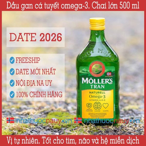 Möller’s Tran naturell | Dầu gan cá tuyết omega-3 Na Uy vị tự nhiên