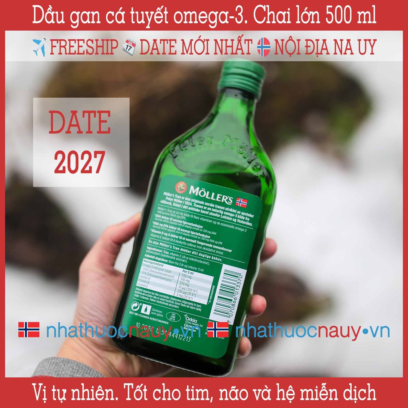  Dầu gan cá tuyết vị tự nhiên | Möller’s Tran naturell 500 ml 