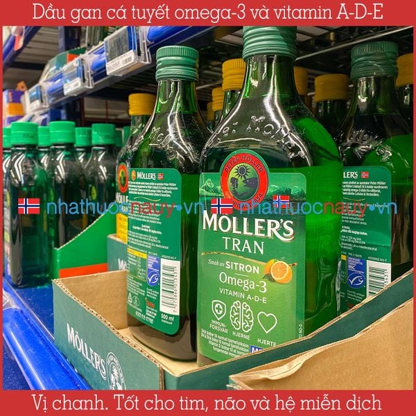 Möller’s Tran sitron | Dầu gan cá tuyết Na Uy vị chanh chai lớn 500 ml