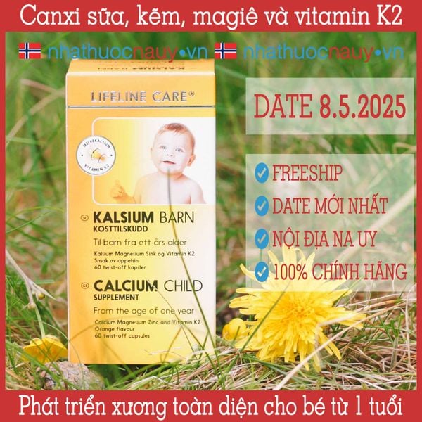 Canxi sữa cho bé từ 1 tuổi | Lifeline Care Kalsium Barn từ Na Uy