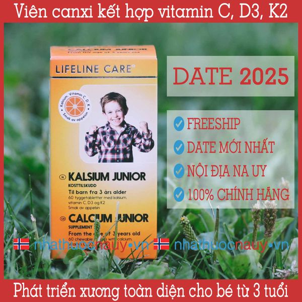 [Chính hãng] Lifeline Care Junior Kalsium Canxi Na Uy cho bé từ 3 tuổi