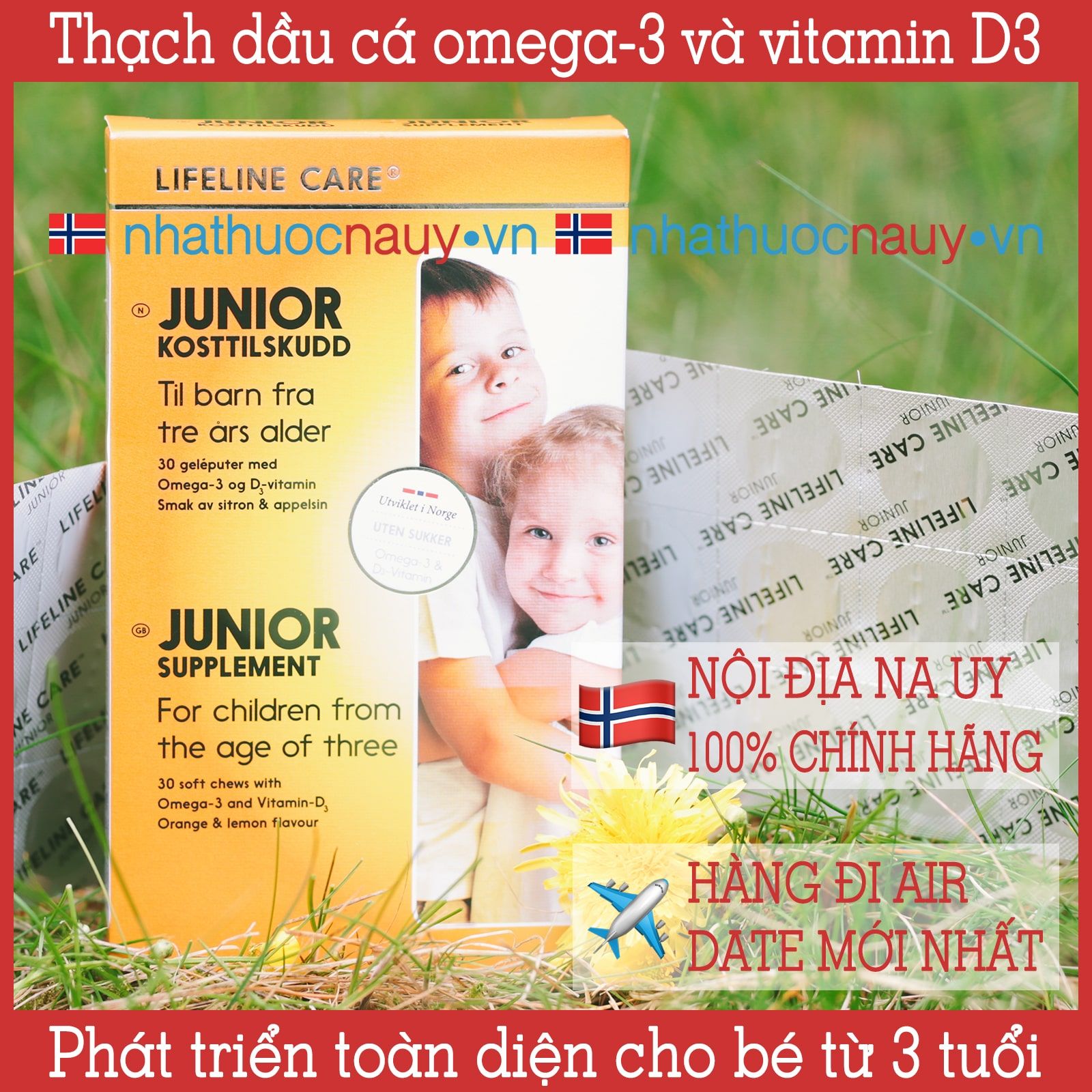 Thạch dầu cá kim cương | Omega-3 và vitamin D cho bé từ 3 tuổi | Lifeline Care Junior 