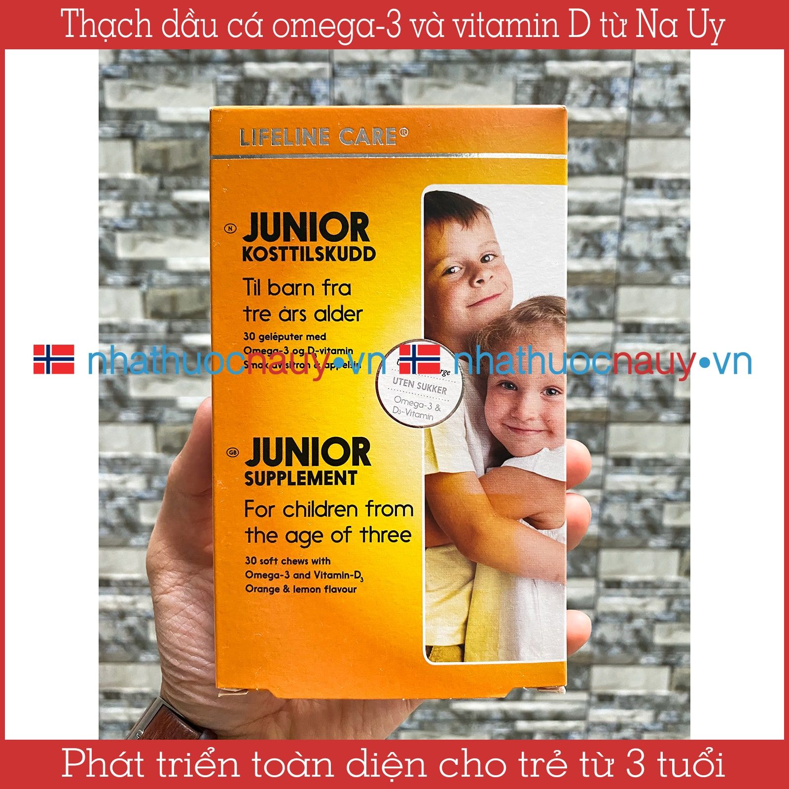  Thạch dầu cá kim cương | Omega-3 và vitamin D cho bé từ 3 tuổi | Lifeline Care Junior 