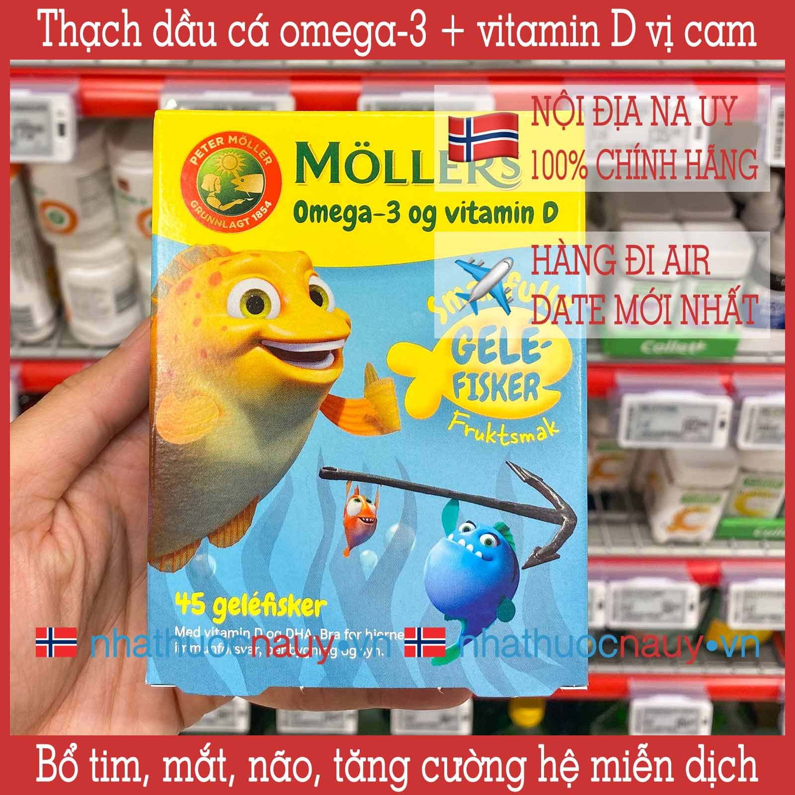 Date 2024 chính hãng] Thạch dầu cá omega-3 và vitamin D Möller's Fisk –  nhathuocnauy.vn