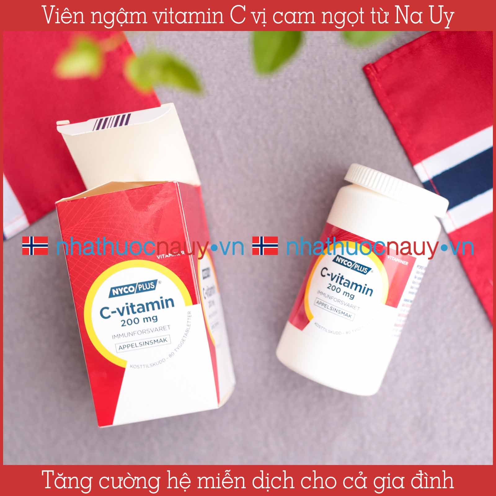 Viên ngậm vitamin C vị cam từ Na Uy | Nycoplus C-vitamin 200 mg –  nhathuocnauy.vn
