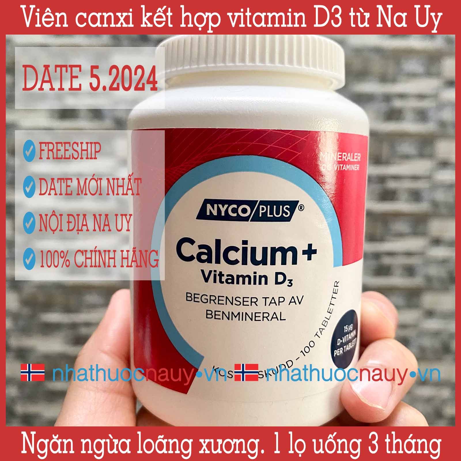 [Chính hãng] Nycoplus Calcium+ Vitamin D3 Viên uống canxi vitamin D3 nhathuocnauy.vn