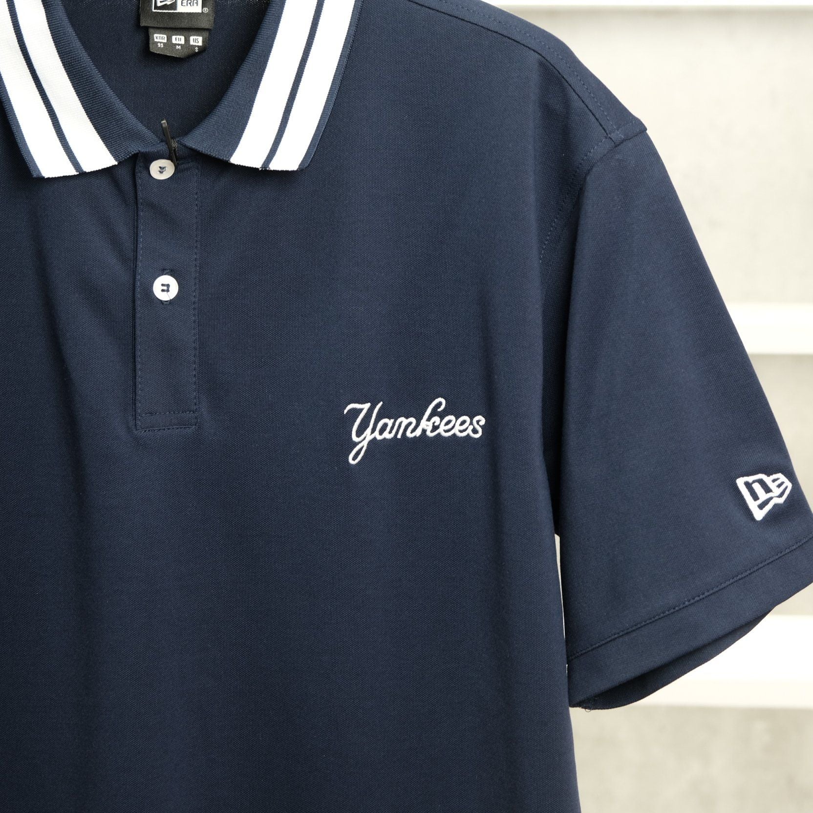  Áo  Thun Polo New Era Yankee Blue White 14121842 