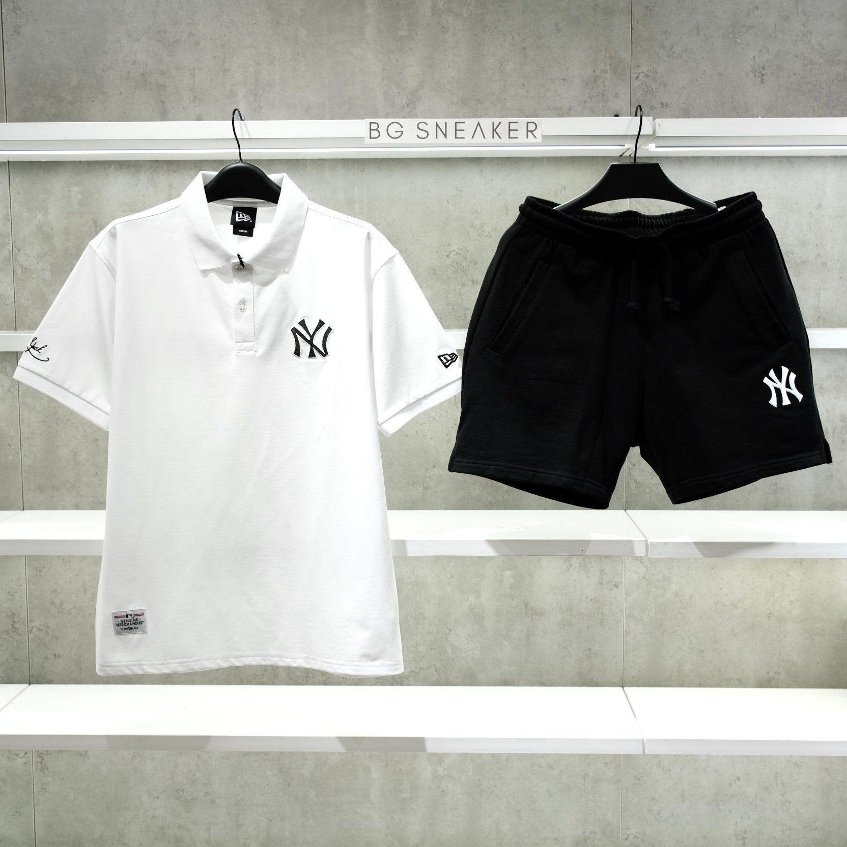  Áo Polo New Era New York Yankees White Logo Retro Signal 17778458 