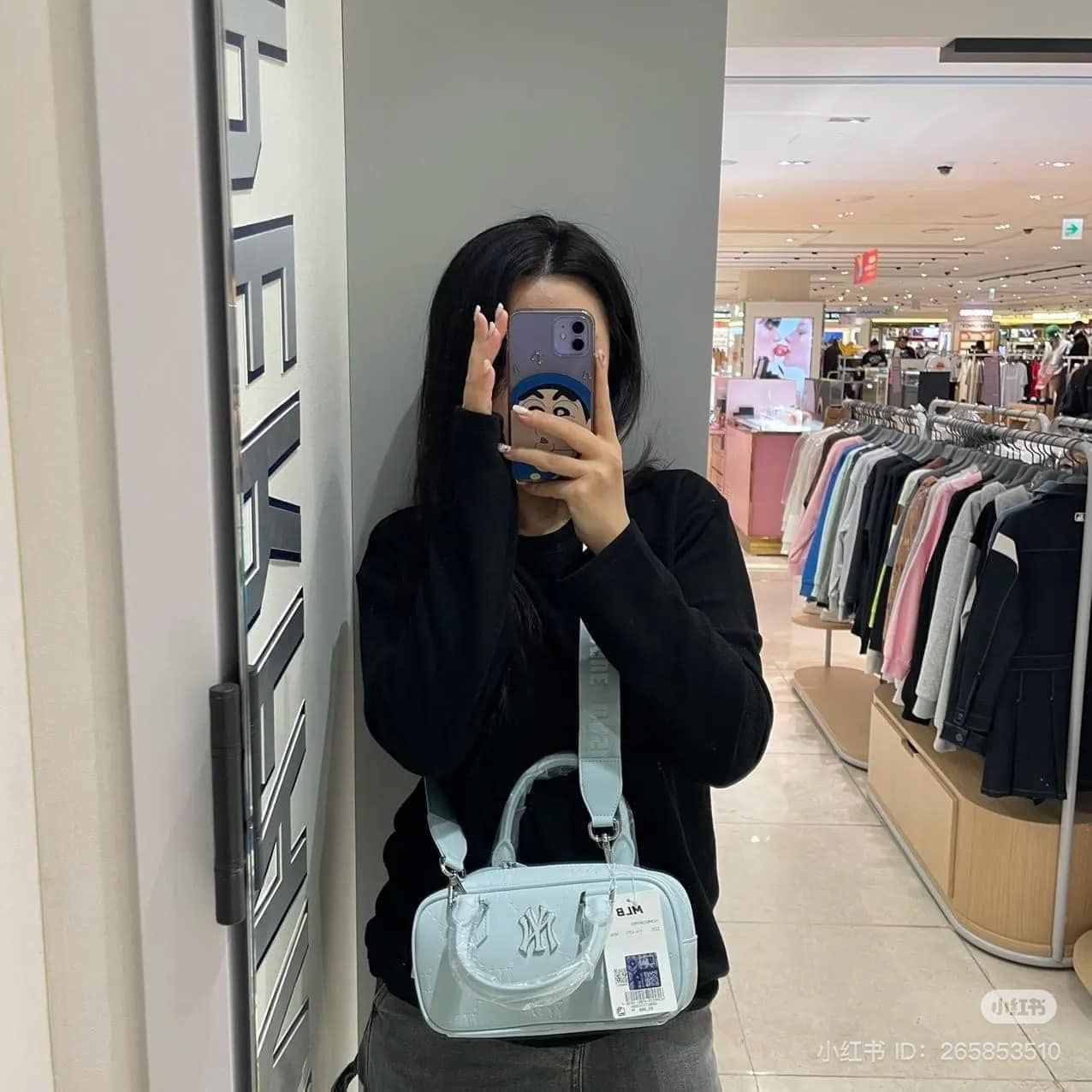  Túi MLB NY Classic Monogram Jacquard NY Baby Blue bag 7ACRMD55N 50SBL 