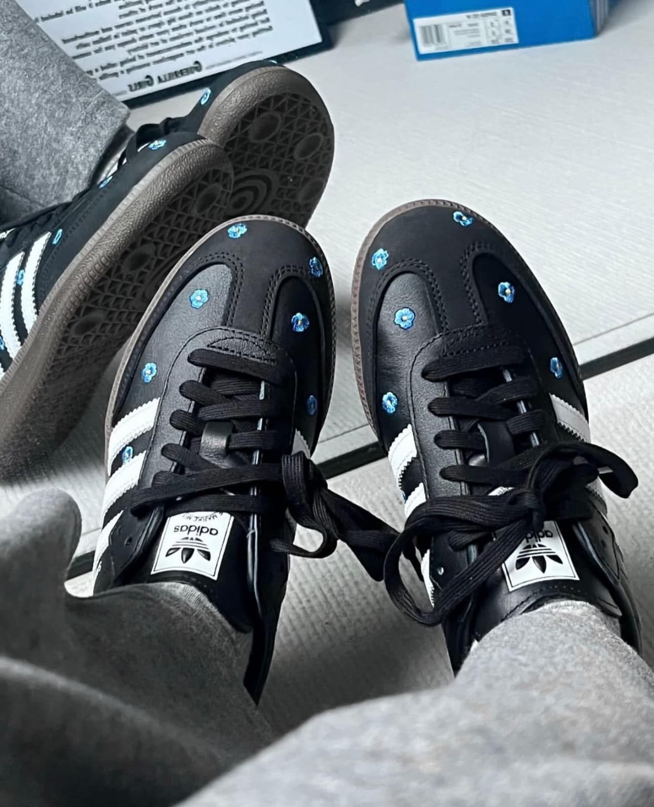  Giày adidas Samba OG Light Blue Floral Core Black IF4397 