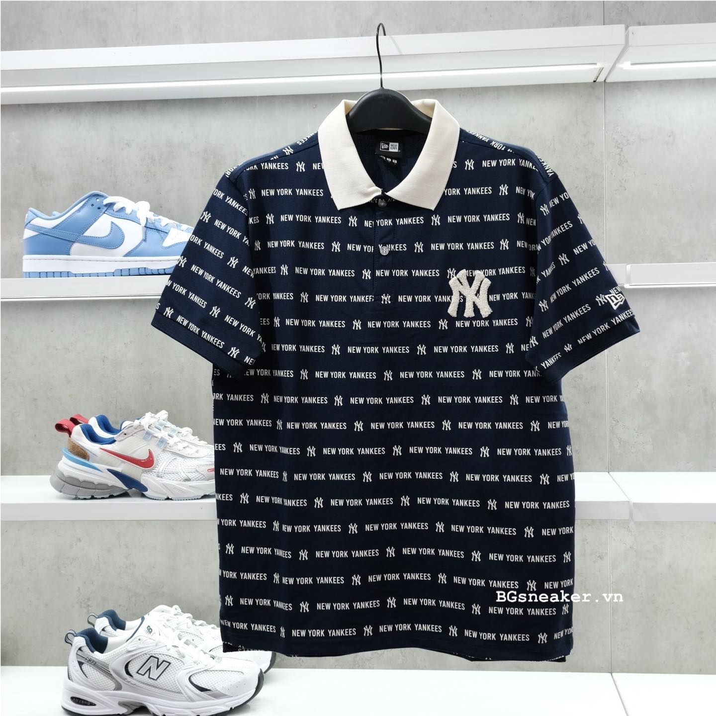  Áo Polo New Era Yankee Monogram Navy Cream Logo 15678422 