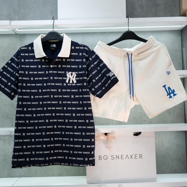  Áo Polo New Era Yankee Monogram Navy Cream Logo 15678422 