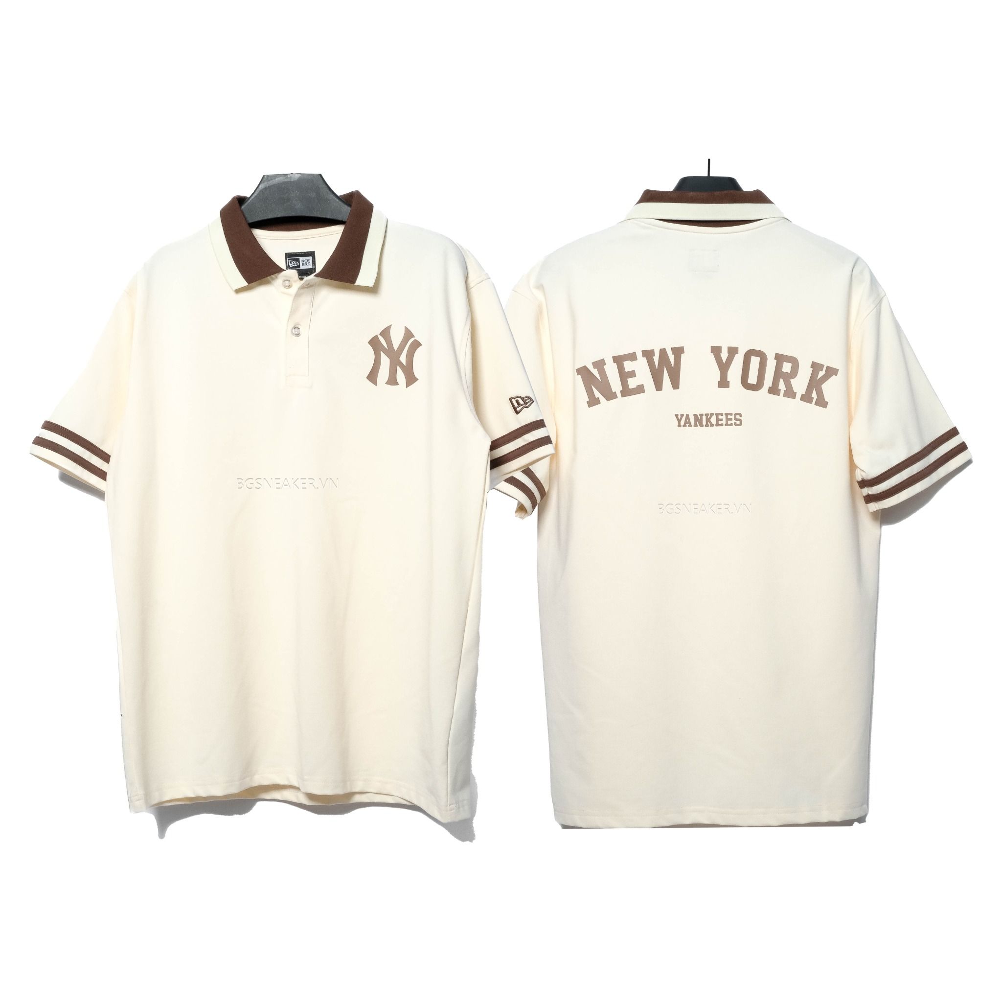  Áo Thun Polo New Era Korea New Yorks Yankees Brown Cream  13566876 