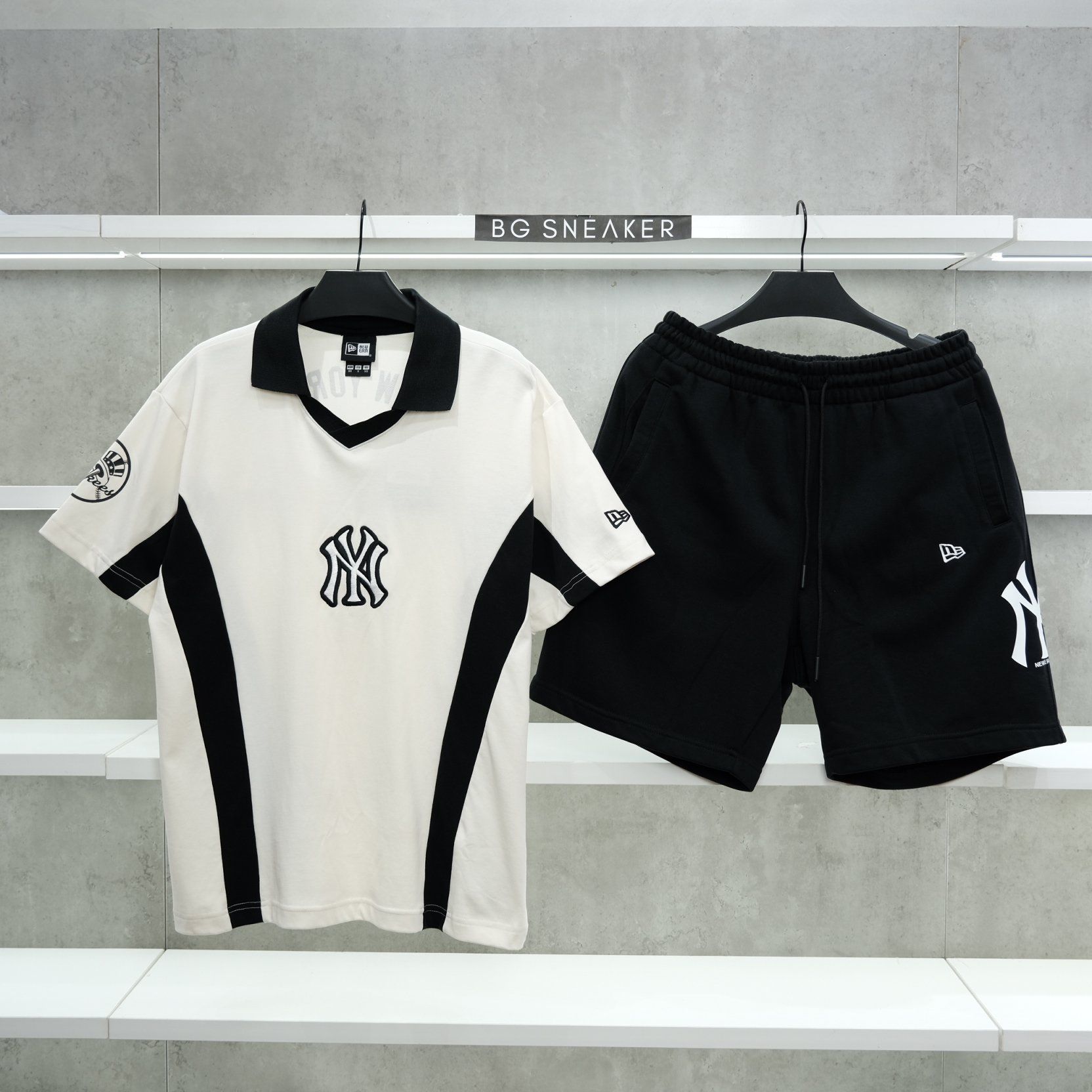  Áo Thun Jersey Polo New EraNY White black  19220192 