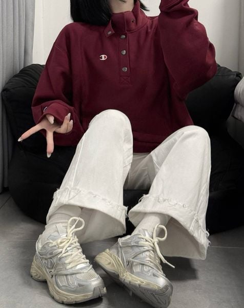  Giày Champion Chunky Sneakers Unisex Low-Top Silver/Milk White U5AFCRU15P8 