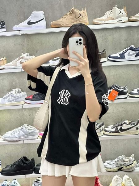  Áo Thun Jersey Polo New Era BLack White 19220195 