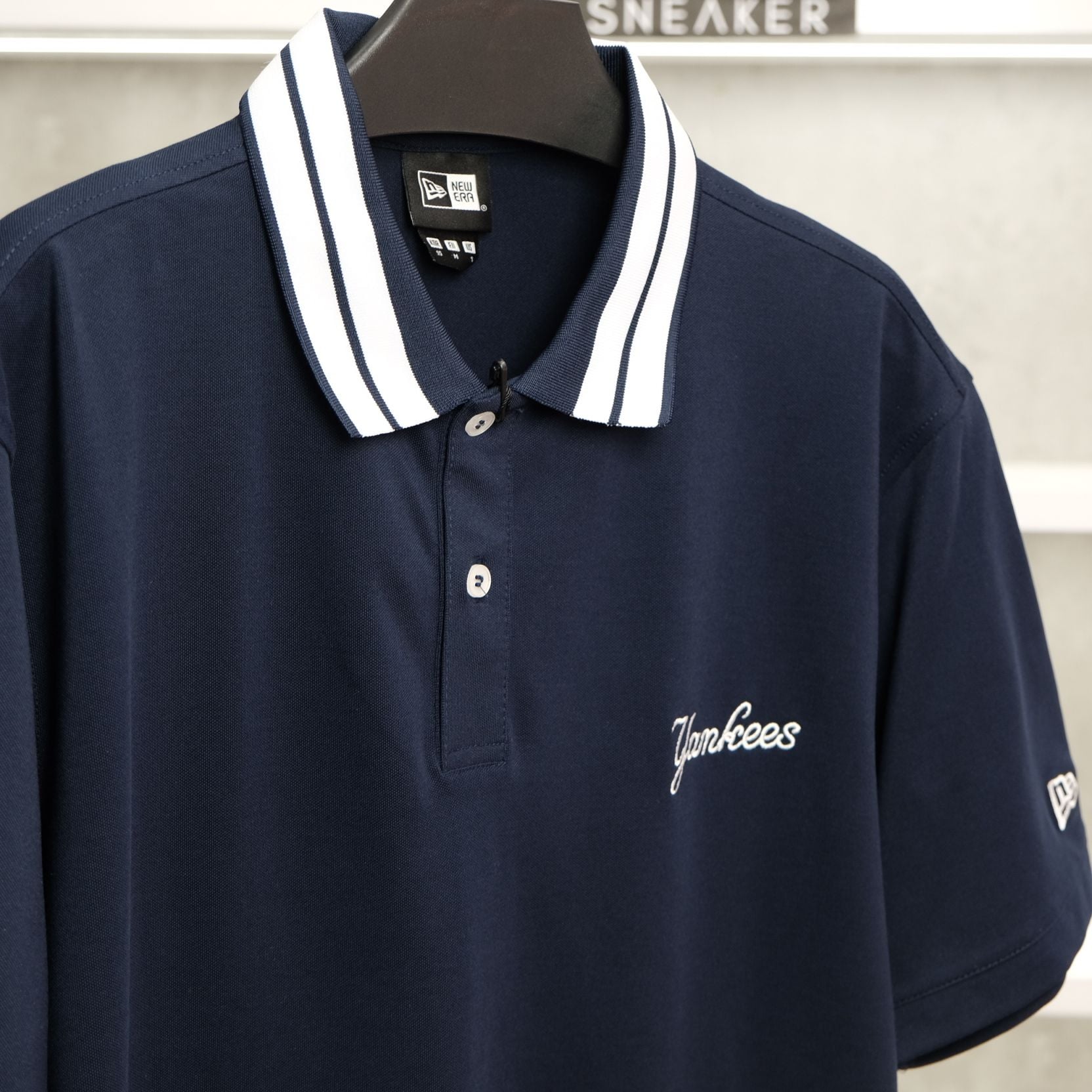  Áo  Thun Polo New Era Yankee Blue White 14121842 