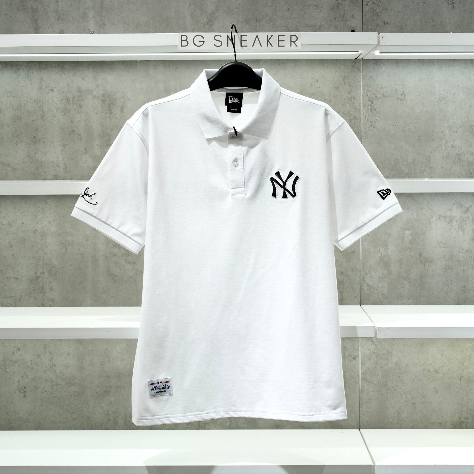  Áo Polo New Era New York Yankees White Logo Retro Signal 17778458 