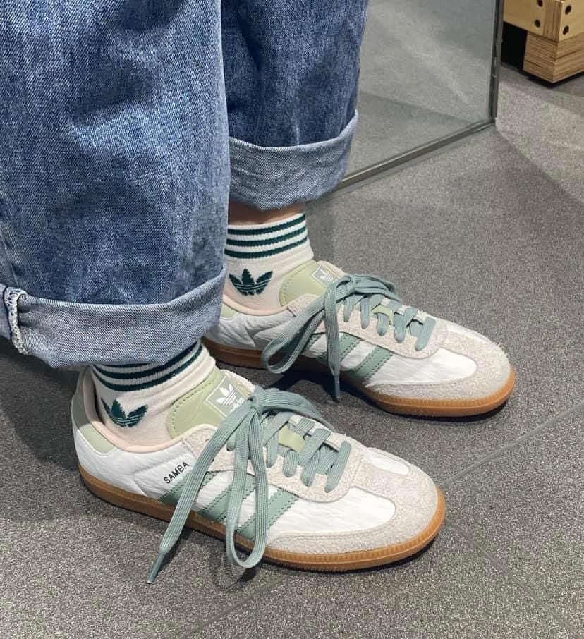  Giày ADIDAS SAMBA OG  Cloud White Green  [ ID0492 ] 