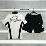  Áo Thun Jersey Polo New EraNY White black  19220192 