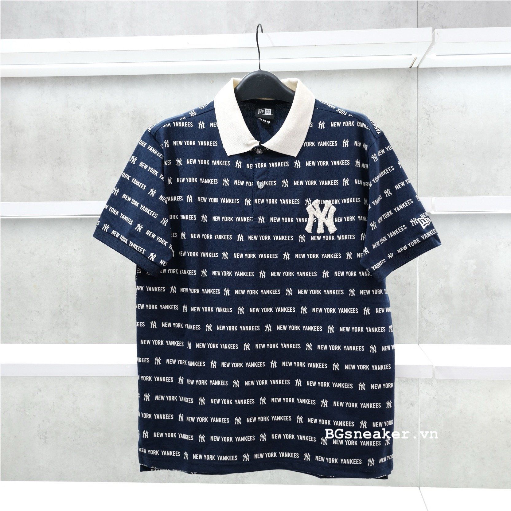  Áo Polo New Era Yankee Monogram Navy Cream Logo 15678422 