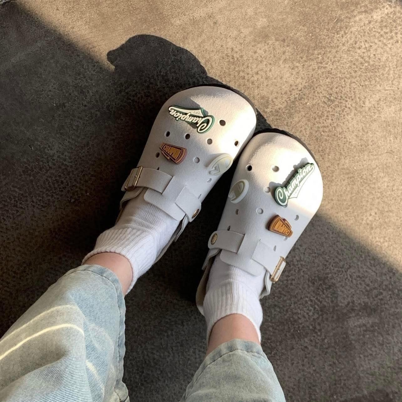  Dép Champion Sandal Birken White Grey U5AFASU19F1 