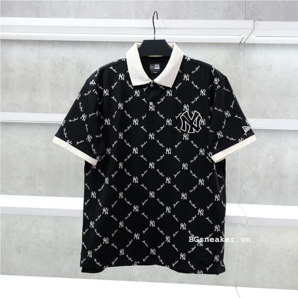  Áo Polo New Era Yankee Monogram Black White 13533547 