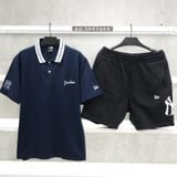  Áo  Thun Polo New Era Yankee Blue White 14121842 