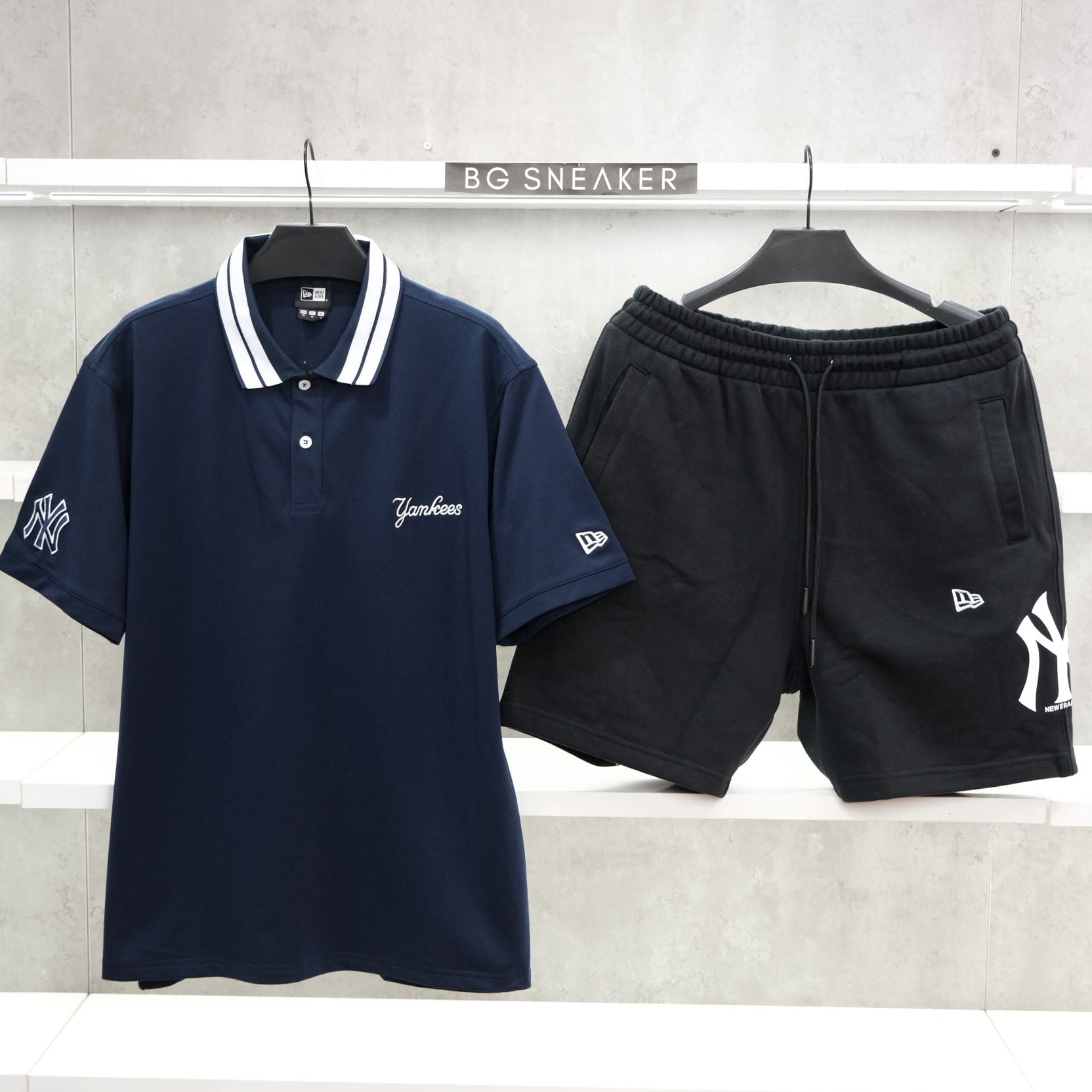  Áo  Thun Polo New Era Yankee Blue White 14121842 