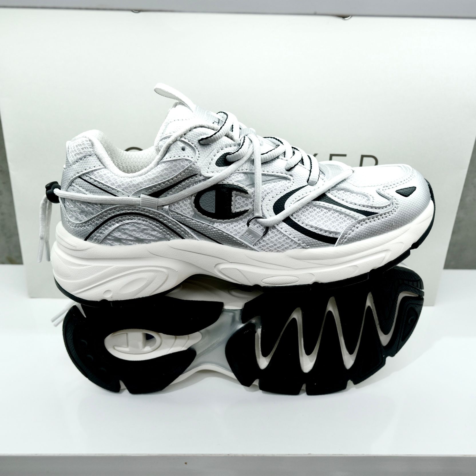  GIÀY Champion Chunky Sneakers Unisex Low-Top Sliver Black U5AFCRU15B1 