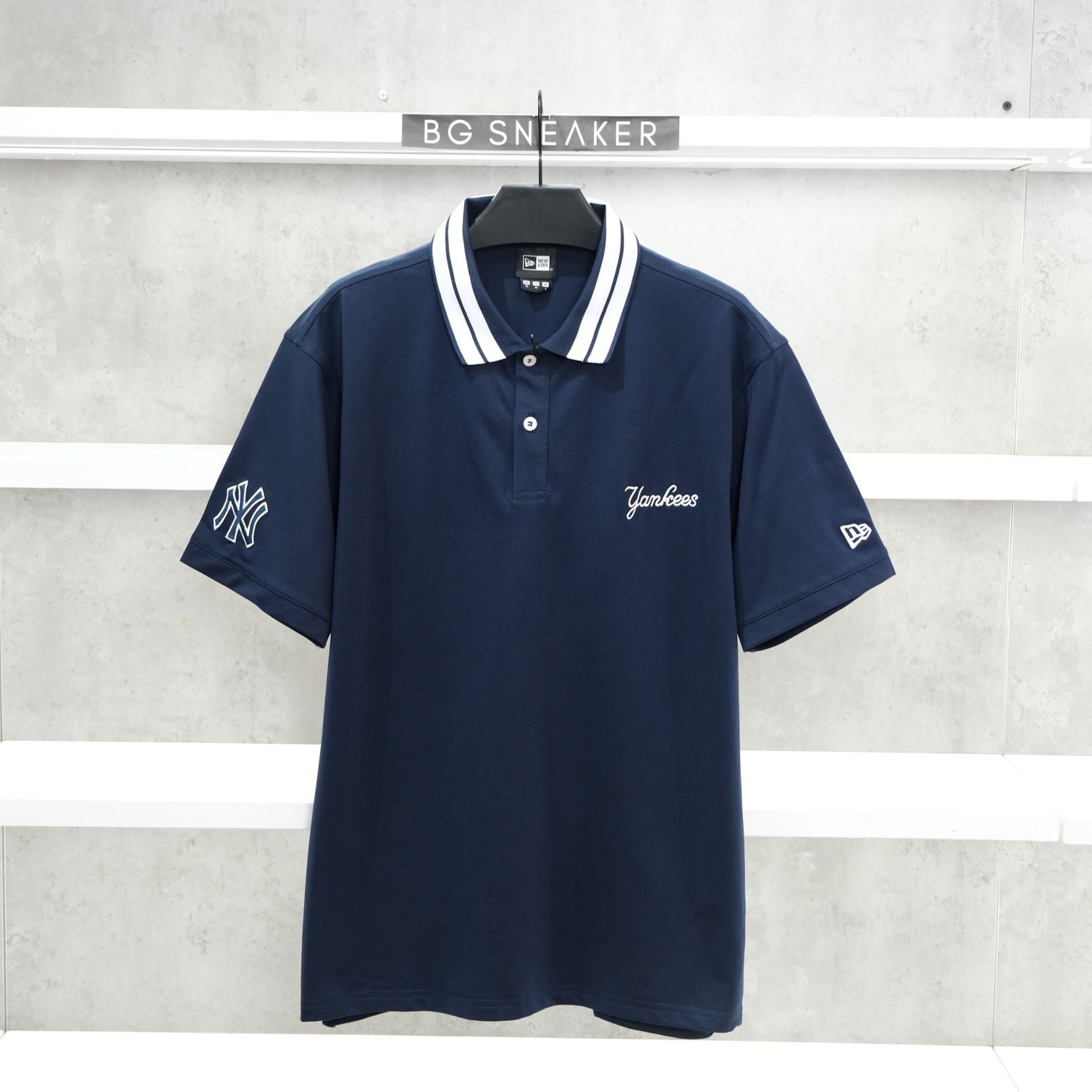  Áo  Thun Polo New Era Yankee Blue White 14121842 