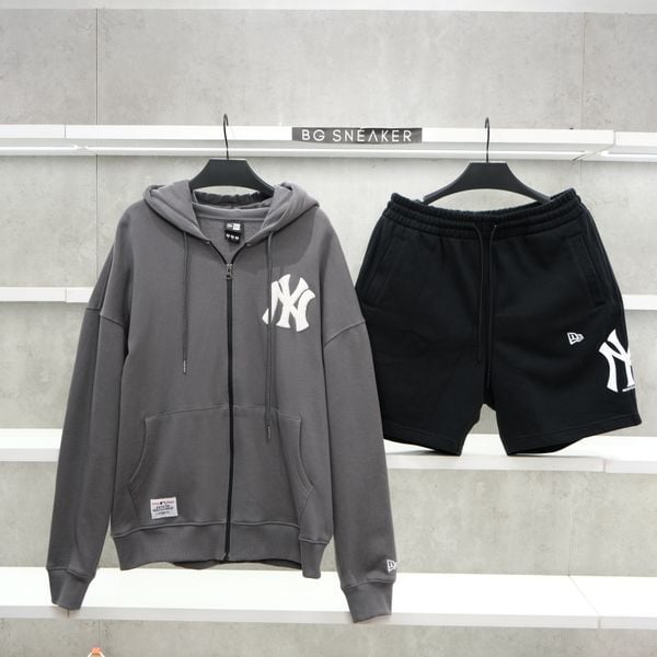 Áo Khoác New Era Hoodie Full Zip NY Yankees Grey White 14397968 