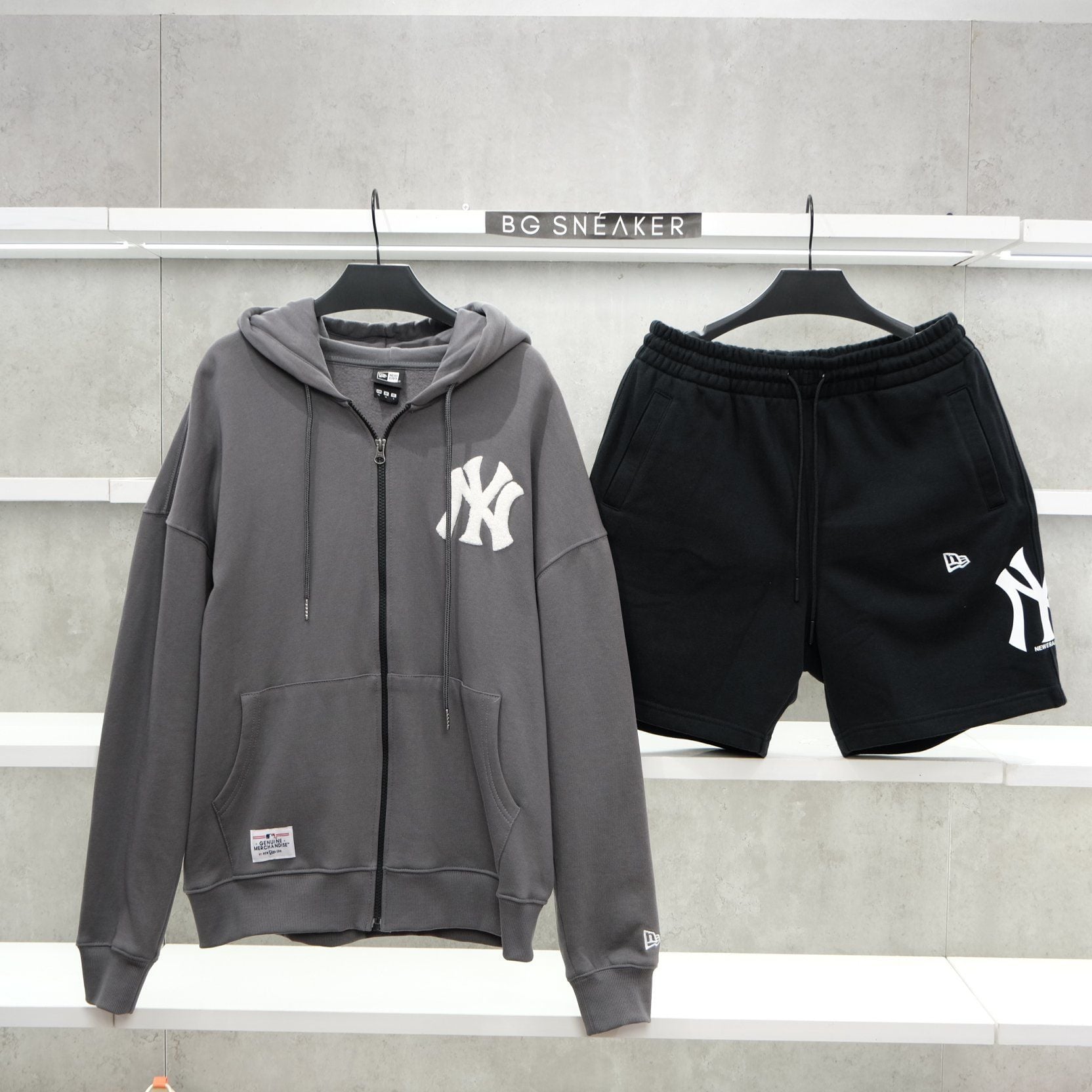  Áo Khoác New Era Hoodie Full Zip NY Yankees Grey White 14397968 
