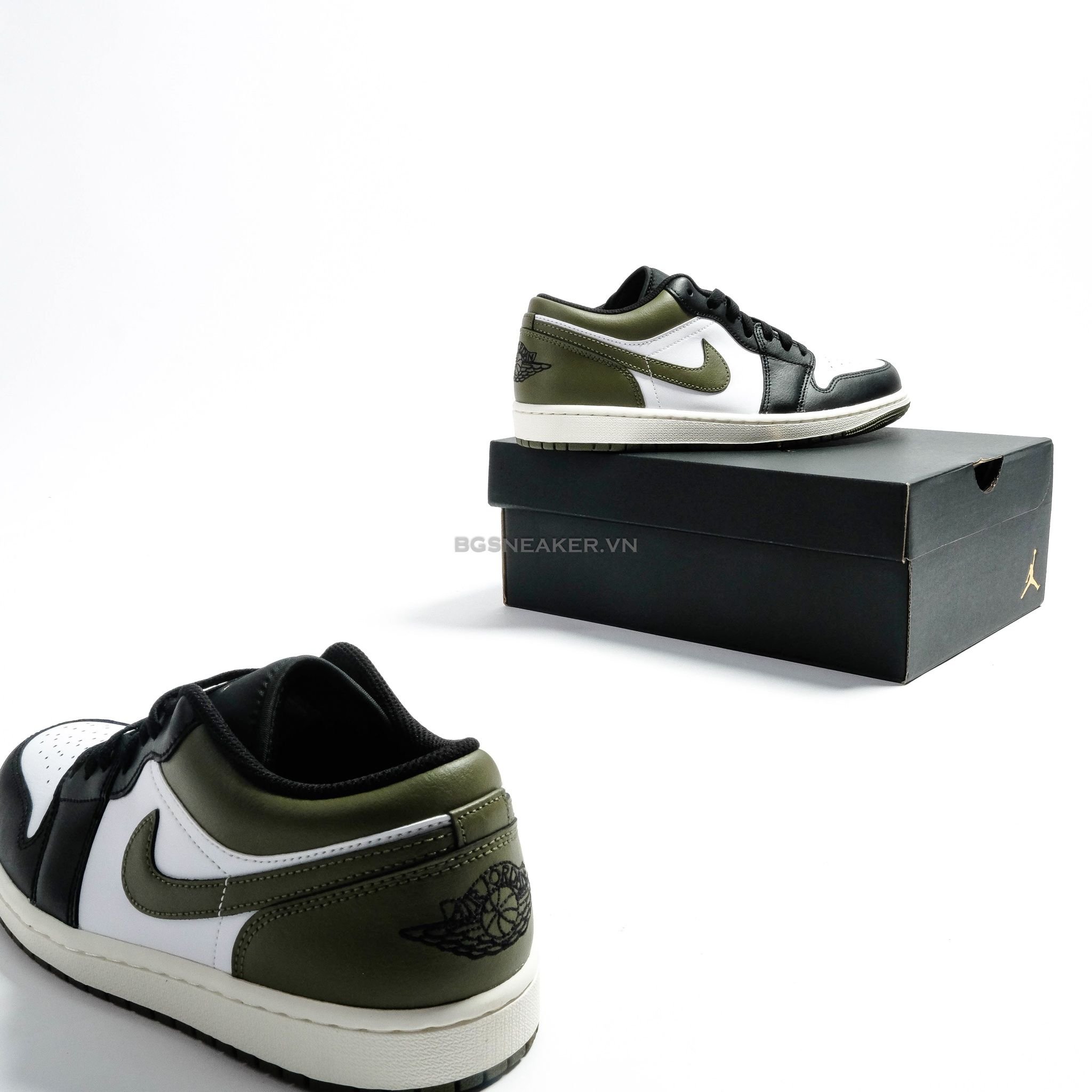  Giày Nike Air Jordan 1 Low Black Toe Medium Olive 553558-092 