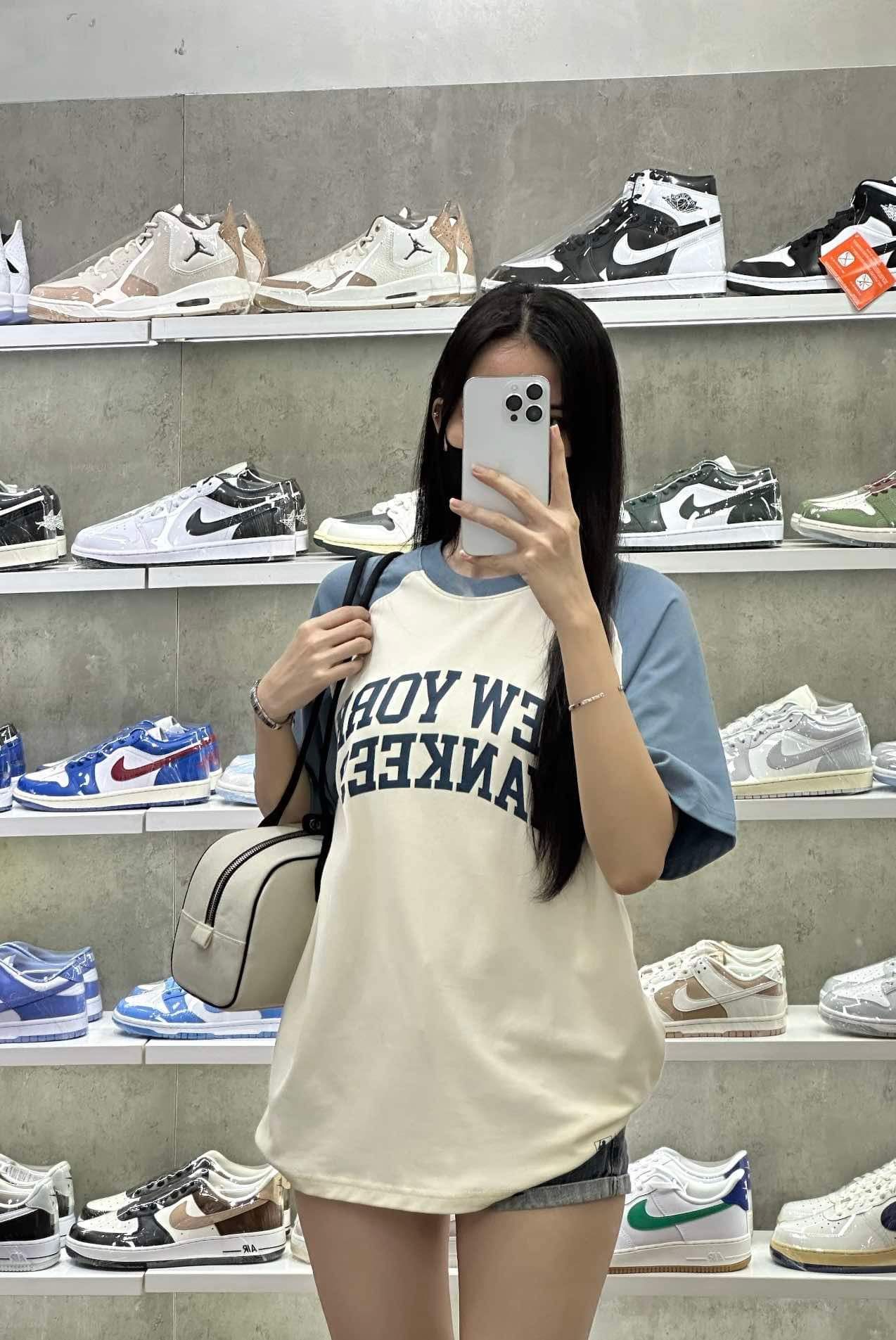  Áo Thun New Era  Yankee Trắng Raglan Blue 14397985 