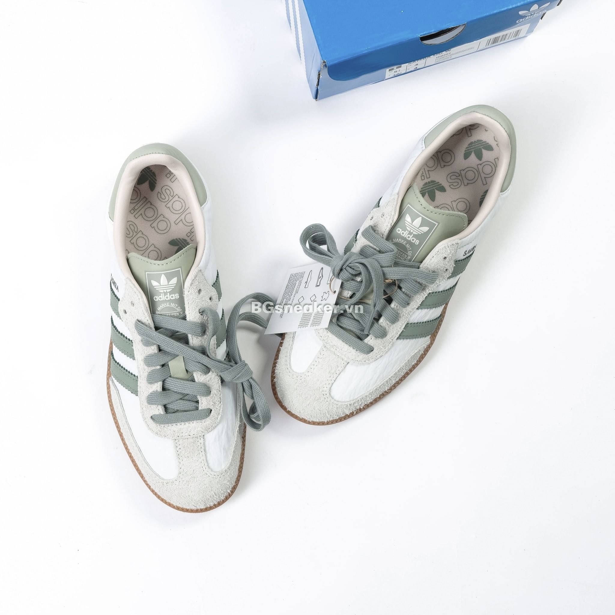  Giày ADIDAS SAMBA OG  Cloud White Green  [ ID0492 ] 