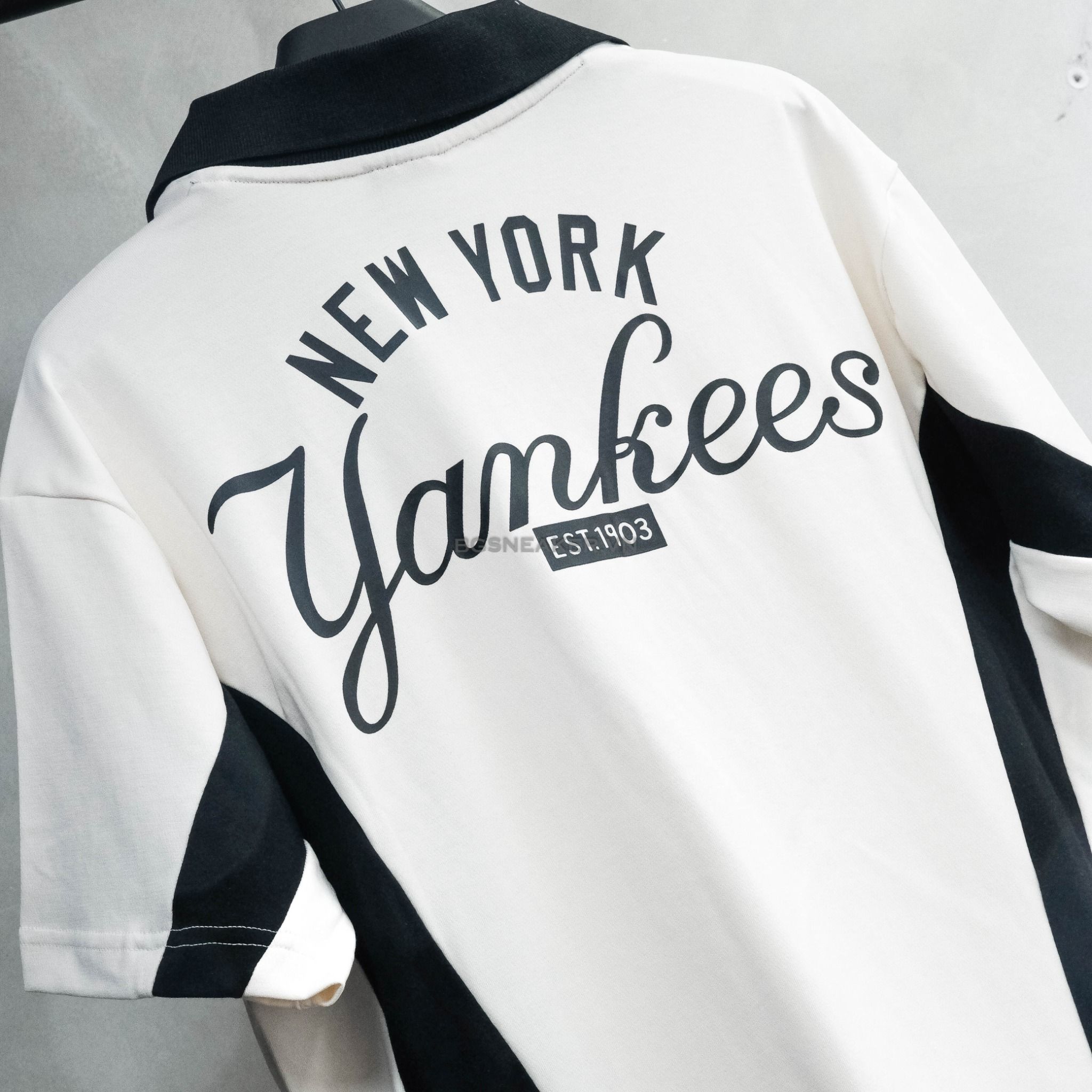  Áo Thun Jersey Polo New EraNY White black  19220192 