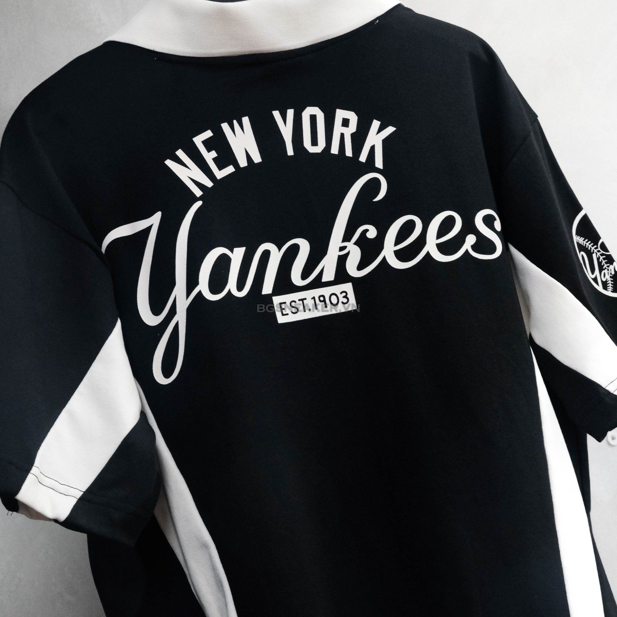  Áo Thun Jersey Polo New Era BLack White 19220195 