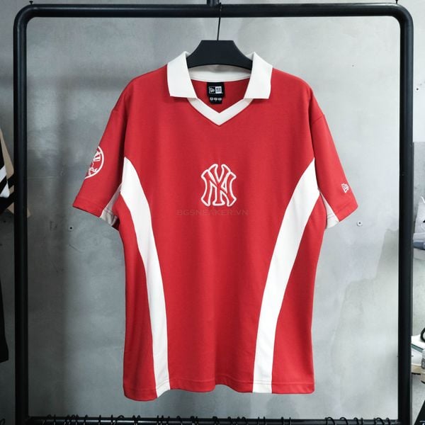  Áo Thun Jersey Polo New Era NY Red White  19220194 