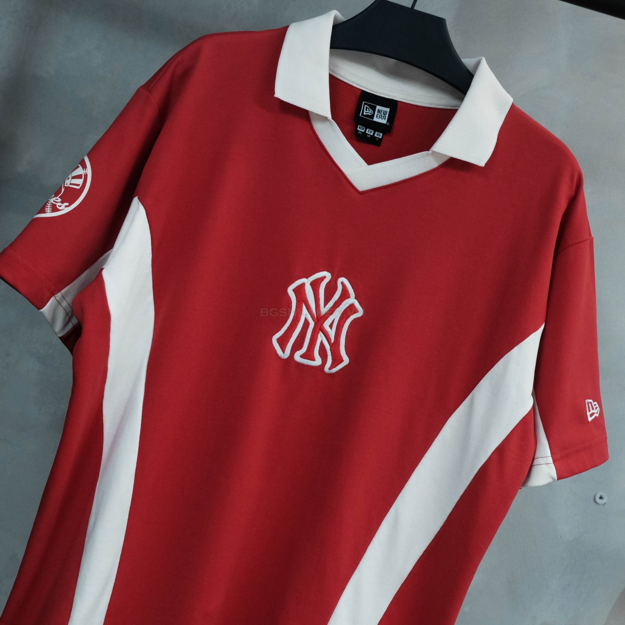  Áo Thun Jersey Polo New Era NY Red White  19220194 