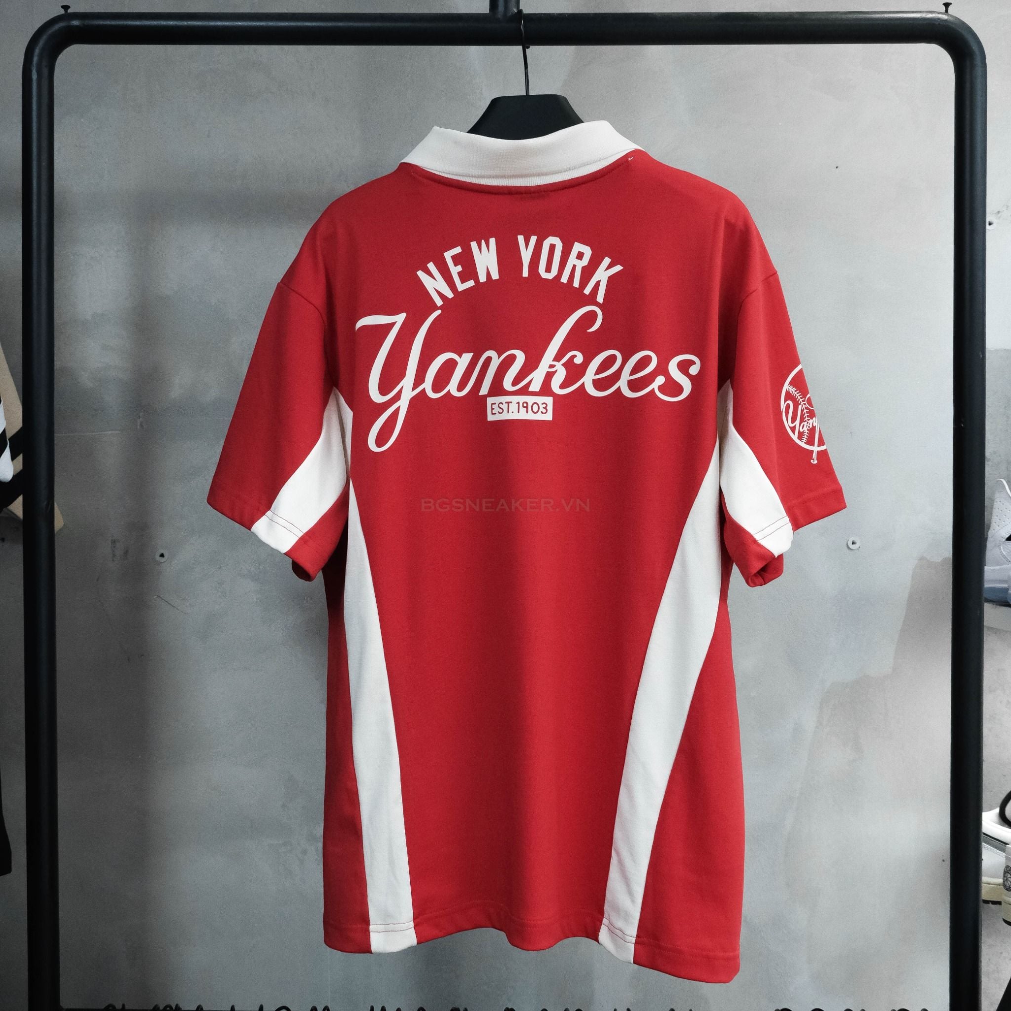  Áo Thun Jersey Polo New Era NY Red White  19220194 