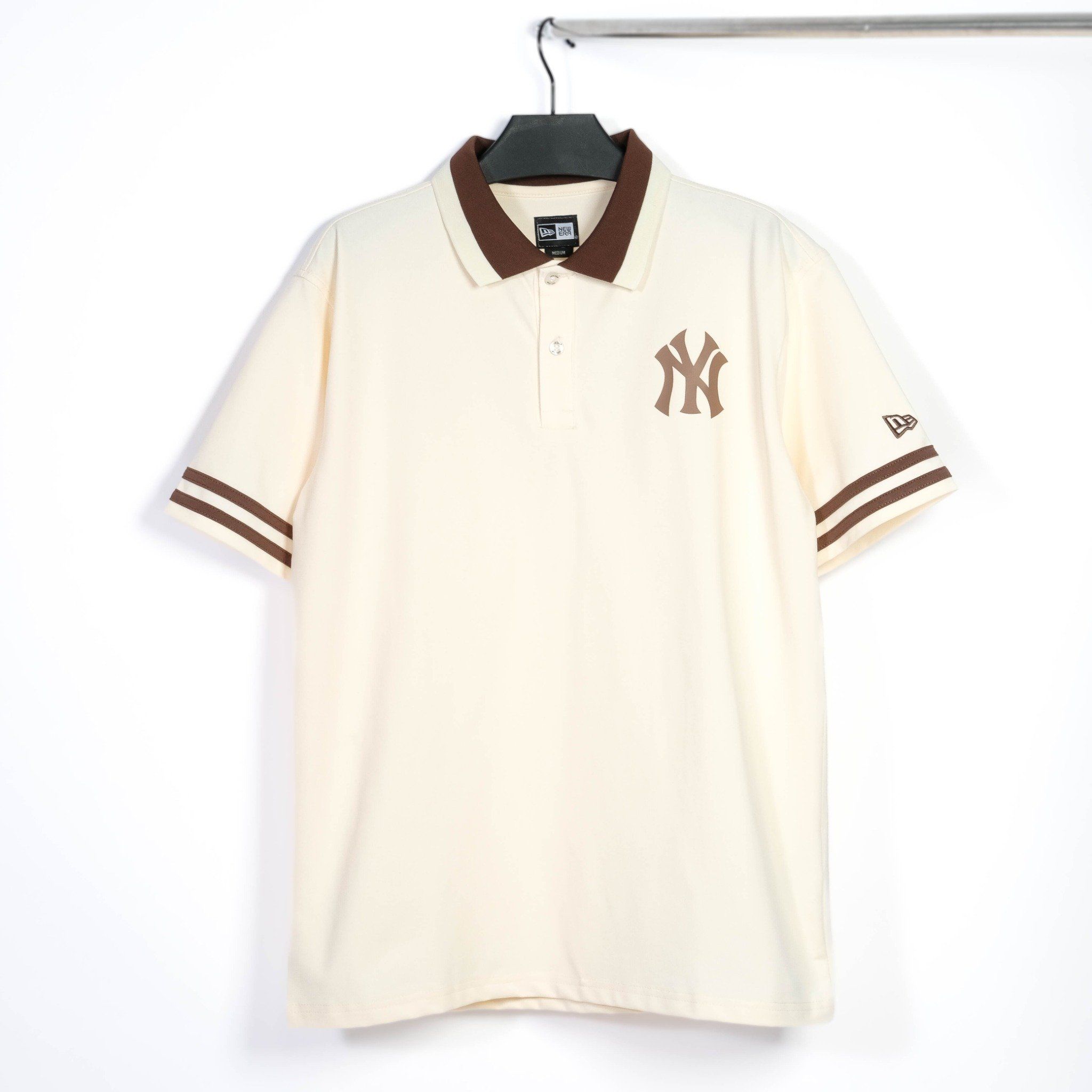  Áo Thun Polo New Era Korea New Yorks Yankees Brown Cream  13566876 
