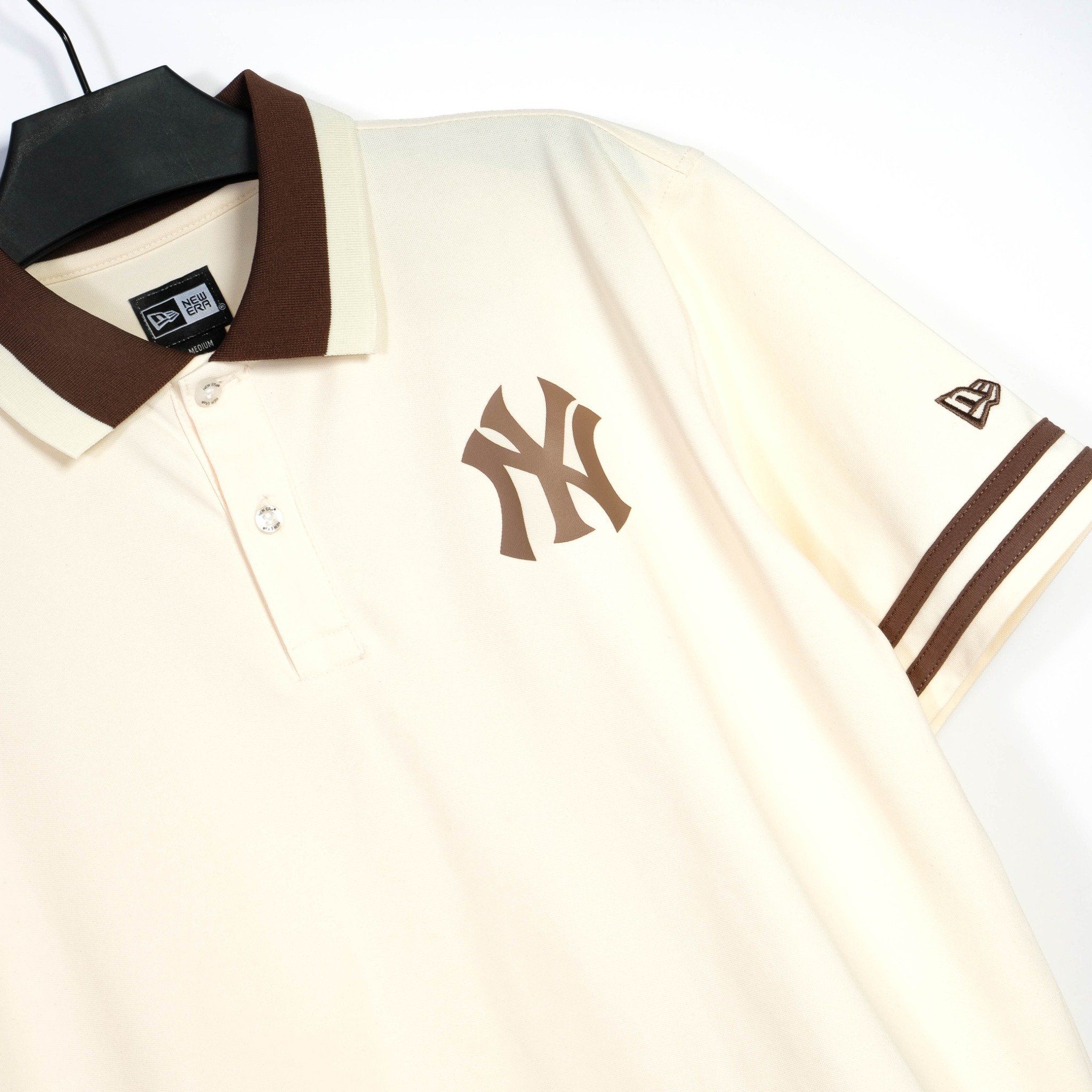  Áo Thun Polo New Era Korea New Yorks Yankees Brown Cream  13566876 