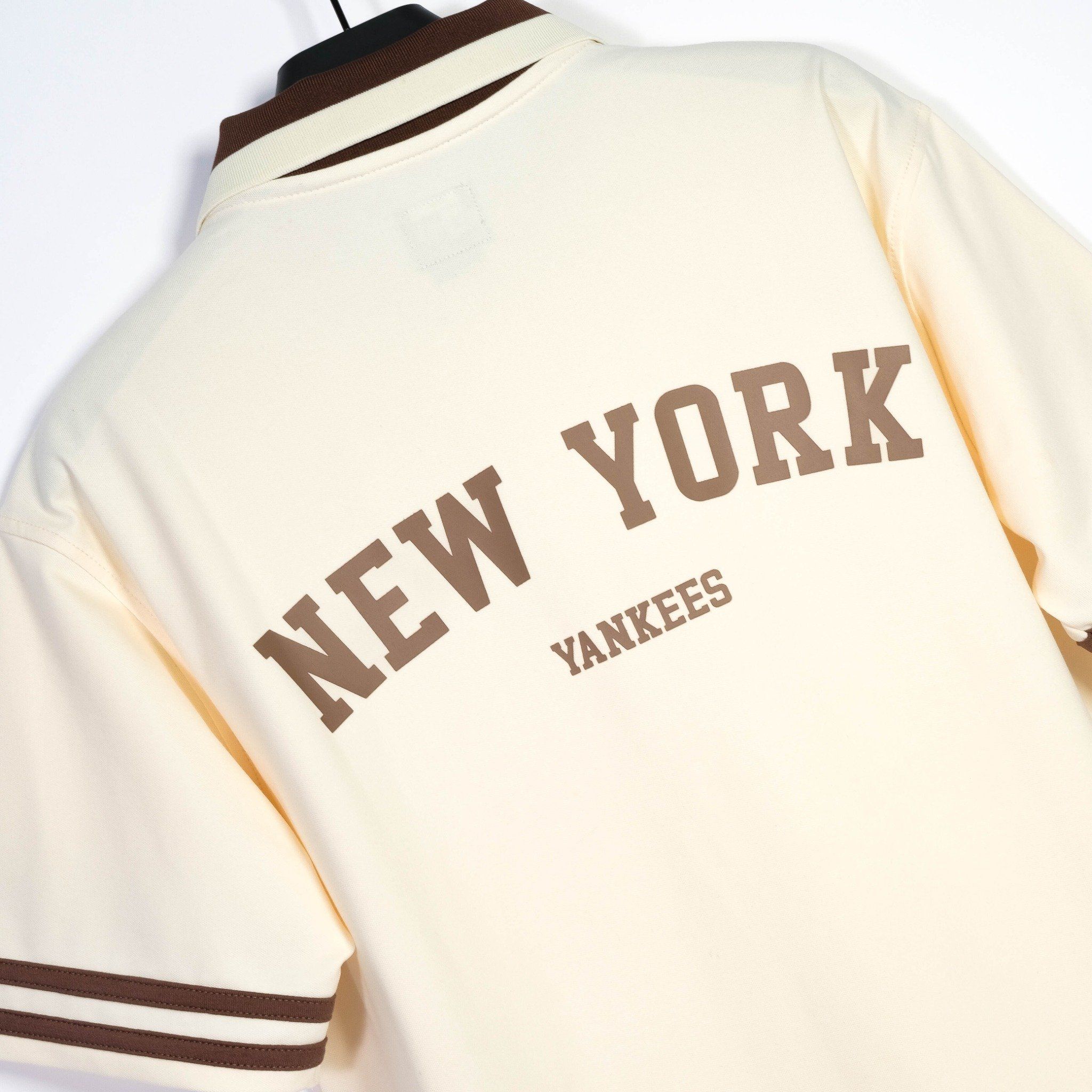  Áo Thun Polo New Era Korea New Yorks Yankees Brown Cream  13566876 