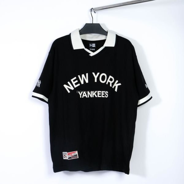 Áo Thun Jersey Polo New Era NY Black White 17242980 