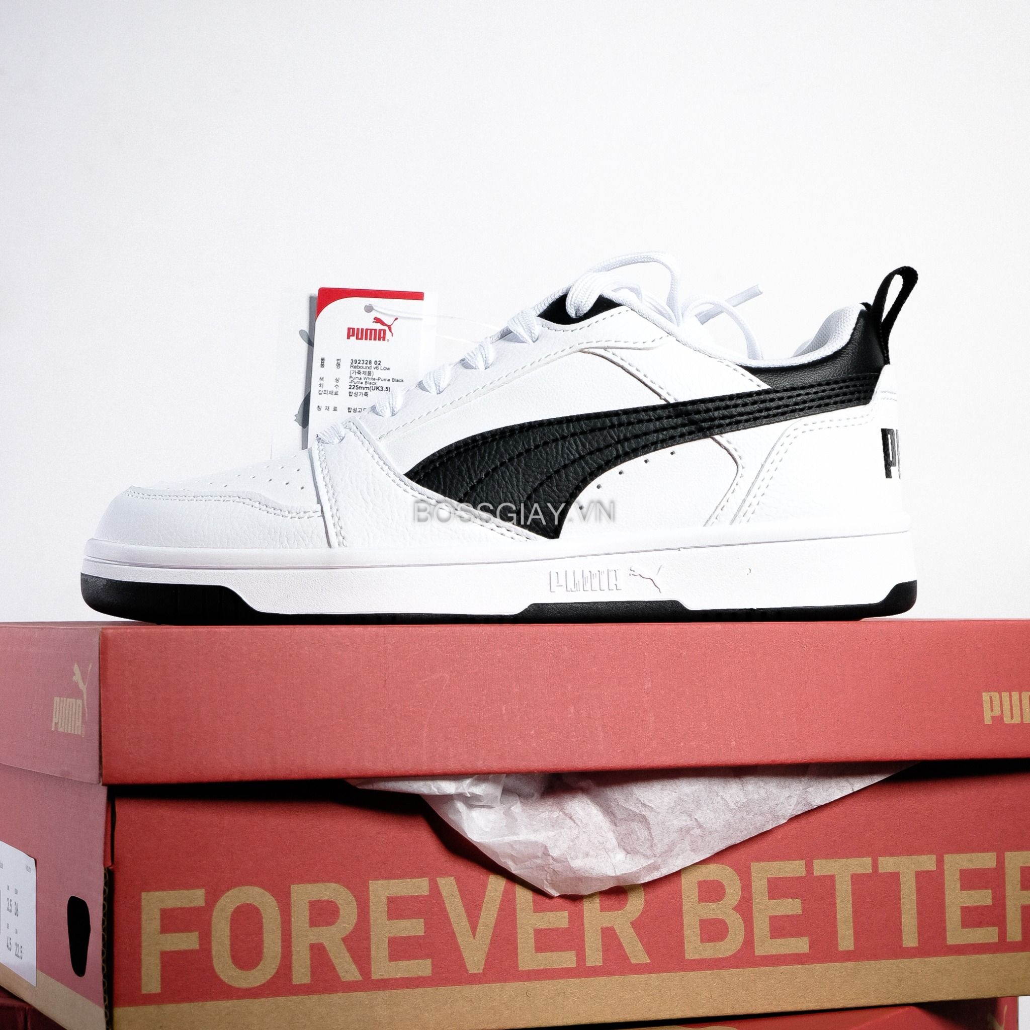  PUMA Rebound V6 Low White Black 392328-02 